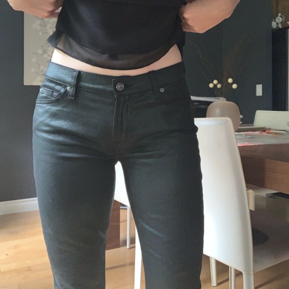 7 For All Mankind Green The Skinny Jean Size 28 - Picture 7 of 7